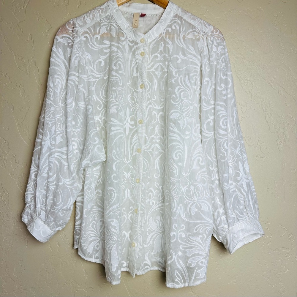 NEW Anthropologie Pilcro Bella Embroidered Buttondown Shirt Size XL - Picture 3 of 8